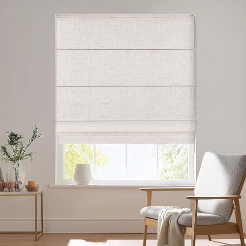 Didoya ローマンシェード 1級遮光 1mm単位からオーダー可能 シェードカーテン 無地 断熱 保温 目隠し 和室 洋室 折りたたみ式 取付簡単 長さ210cm 幅165cm 遮光亜麻