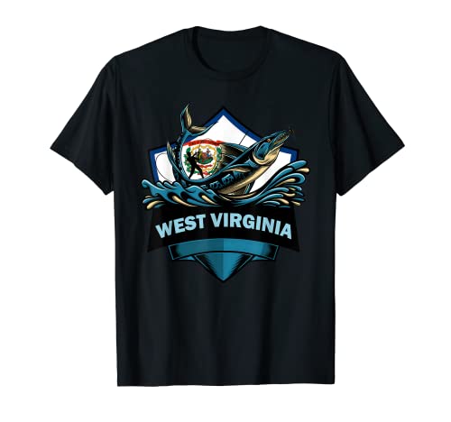 Pesca en Virginia Occidental - Retro West Virginia Pesca Camiseta