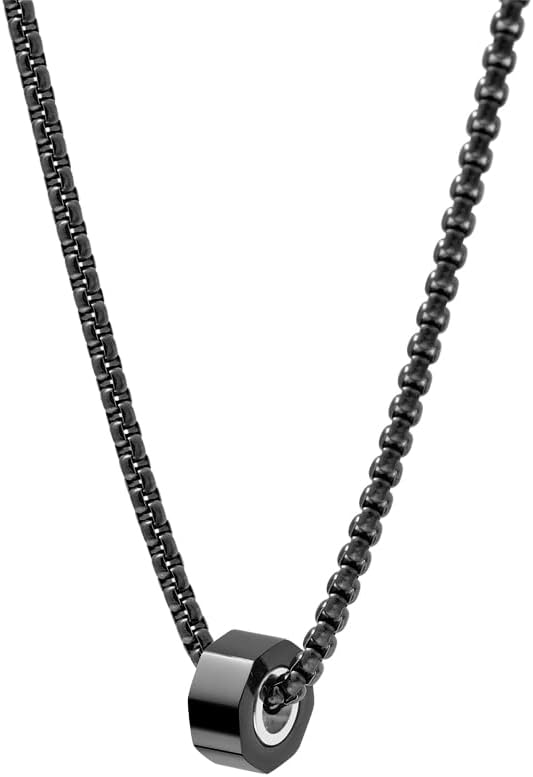 Van Heusen Men's Stainless Steel Octagon Ring Necklace with 24" Box Chain