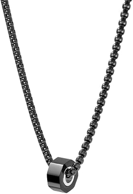 Van Heusen Mens Stainless Steel Octagon Ring Necklace with 24" Box Chain