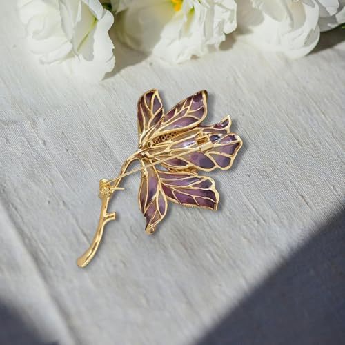 Image of Crystal Flower Brooch Pins for Women Elegant Enamel Rhinestone Floral Brooches Pin Fashion Jewelry for Party Dance Wedding Banquet Brooch for Women Gift