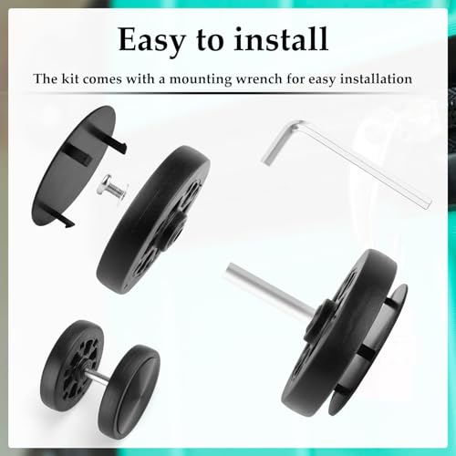 8Pcs Luggage Wheels Replacement Kit,360 Spinner Suitcase Wheels,60mm Rubber Caster Wheels Mute Flexible Smooth Swivel whith Wheel Covers Axles Screws Washers Wrench for Trolley Bag Travel Box4