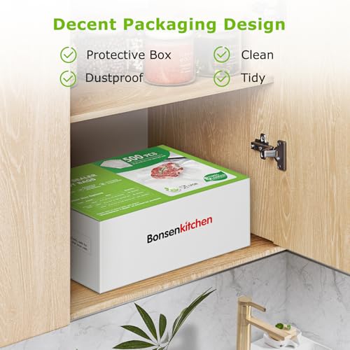 Image of Bonsenkitchen Precut Vacuum Sealer Bags, 500 Pint 6 inch x 9 inch Food Sealer Bags | Commercial Grade, Heavy Duty, Customized Size Vacuum Bags for Vac Storage, Meal Prep or Sous Vide Cooking