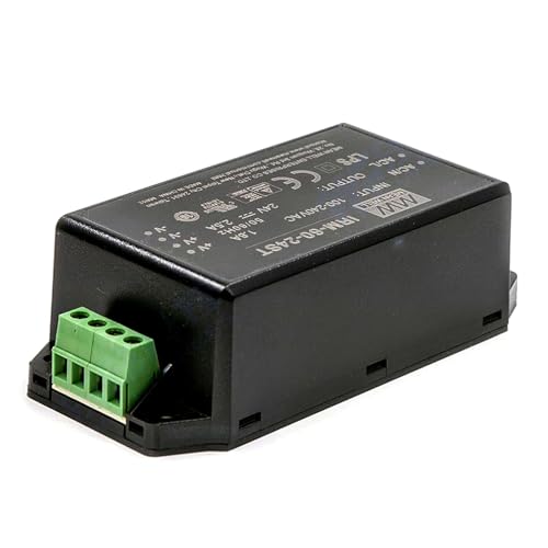 DynMach IRM-60-24ST 60W 24V 2.5A High-Efficiency AC-DC Power Supply - Compact, Plastic Enclosure for Consumer Electronics and Appliances