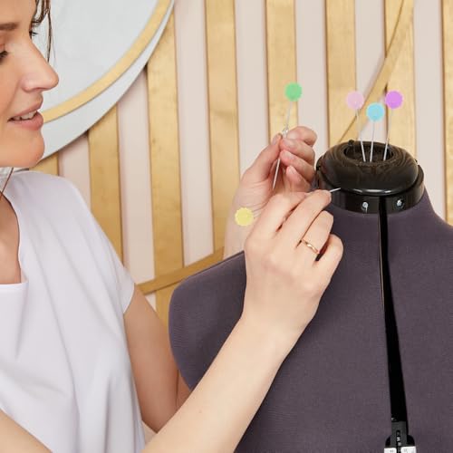 JIYIN 200 peças de alfinetes retos de cabeça plana, pinos em forma de flor para costura, multicolori