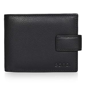 Amazon Brand – Eono 7 Credit Card Leather Wallet- RFID Slim Wallets with 2 ID &Coin Pocket (Black Smooth Nappa)