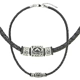 Gold77 Lederkette Edelstahl-Beads Wikinger Runen + Keltisch Viking Nordisch Futhark 24, Runen:Thurisaz - th