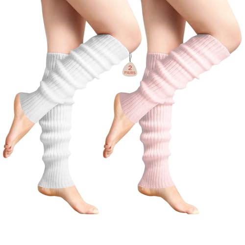 Image of Buauty Leg Warmers for Women 80s 90s Outfit Fashion Neon Ribbed Leg Socks Fashion Y2k Neon Accessories Sports Yoga (2 Pairs)