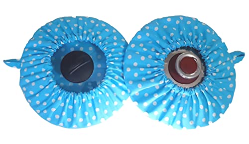 DLK - 2 X Thick Fabric Steam Catcher -100% Cotton Steaming Cloth Cooking - (8-11) / (20-28) cm Rice Lid Cover, Rice Brewing Cover - Steam Trap Set of 2 - Blue