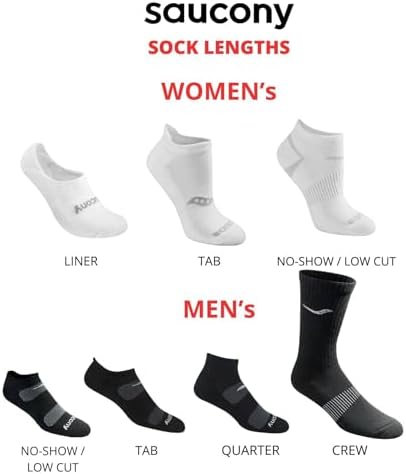 Saucony Women's RunDry Performance Selective Cushion Socks, Available in S-L (6, 12 Pairs), Black Assorted (6 Pairs), Small - 5