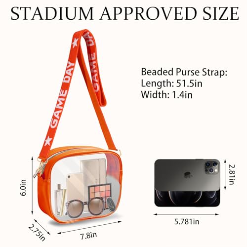 Clear Bag for Stadium Events with Game Day Beaded Purse Strap Stadium Approved Clear Crossbody Bag for Concerts Sports Events4