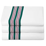 Linteum Textile Supply Hospital Receiving Blankets for Newborns – 100% Cotton, 30x40 in, White w/Teal & Pink Stripes – Classic Swaddle Wraps for Babies – 3-Pack