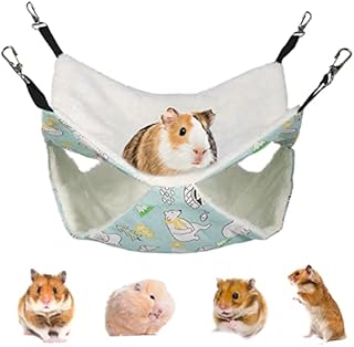 SUSSURRO Rat Hammocks for Cage, 2 Layer Small Pet Cage Hammock Ferret Hammocks, Soft Hamster Bed, Guinea Pig Swing Hanging Bed Plush Sugar Glider Cage, Small Animal Beds for Playing Sleeping