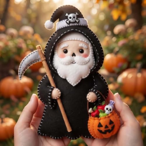 DIY Wool Felt Sewing Kit – Witch Snow Ghost Halloween Handmade Ornament,Cute Felt Doll Making Kit, Creative Holiday Decoration,Fun DIY Stitching Project & Seasonal Home Decor (BB) - Image 2