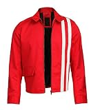 SpazeUp Elvis Stripe Steve Red Jacket Cotton Lightweight Jacket Biker Motorcycle Jacket Men Red Medium
