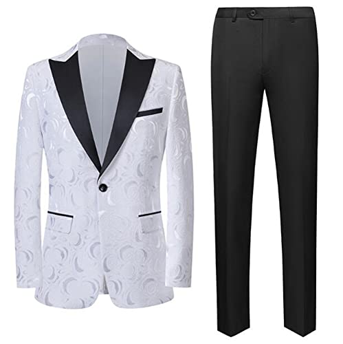 Embroidered Men Suits Shawl Lapel Men Wedding Grooms Tuxedo Suits