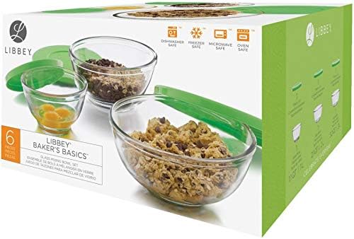 6 Piece Glass Mixing Bowl Set, with Lids