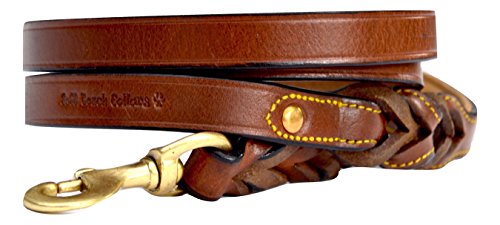Soft Touch Collars Leather Braided Dog Leash, Brown 6Ft X 3/4 Inch, Naturally Tanned 6 Foot Full Grain Leather Lead #TOP3