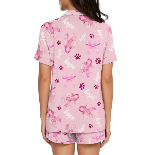 Image of Women's Short Sleeve Sleepwear Pajamas Nightwear with Pockets | Premium Polyester Fabric Ultra Soft Lightweight Breathable Touch, Wrinkle Resistant, All Day Cozy Wear for Daily Sleep