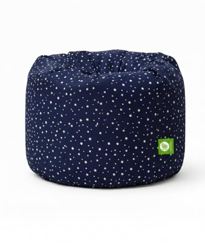 BeanLazy 100% Cotton Large Bean Bag Chair with Filling – Navy Blue with White Stars – Premium Soft Fabric Lounge Seating for Kids, Teens, and Adults
