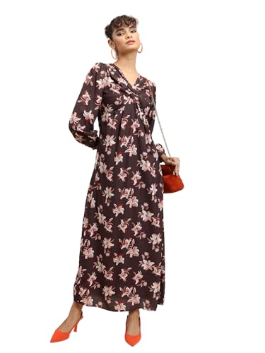 Image of Tokyo Talkies Women's Long Sleeves V-Neck Printed Dresses | Stylish Dresses | Casual Dresses
