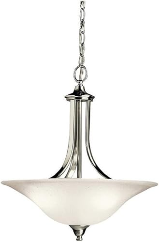 Kichler Dover - Colgante convertible de 3 luces de 19 pulgadas o semi empotrado con vidrio grabado en níquel cepillado