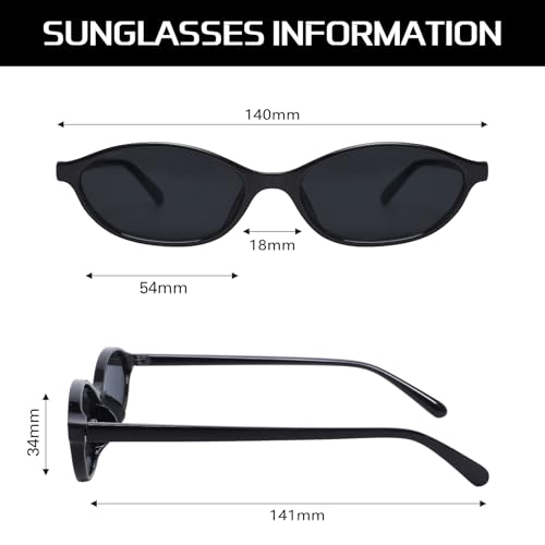 Image of GUVIVI Retro Oval Sunglasses for Women Chic Cat Eye 90s Sunnies Lightweight Narrow Shades Trendy UV protection Sun Glasses