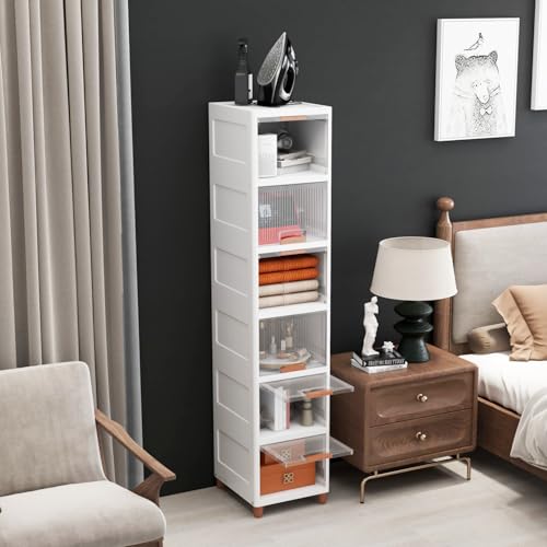 Image of JD FRESH 6 Tier Plastic Wardrobe Organizer /Foldable Cupboard for Storage /Stackable Storage Cabinet /Drawers for Storage Box /Multipurpose Storage Rack /Plastic Wardrobe Organizer (Transparent)
