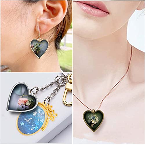 30Pcs Heart Open Bezel Pendants Metal Blank Frame Hollow Charms Peach Heart Shaped Craft Bezels Molds Pendants For Resin Crafts Diy Jewelry Making Findings, 3 Colors #TOP5