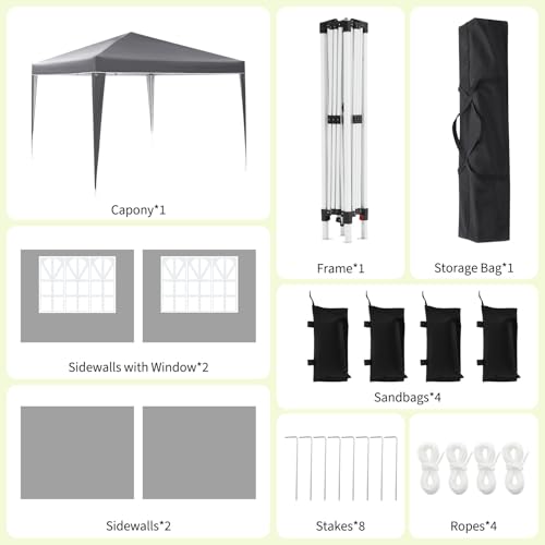 Garvee 10X10 Ft Instant Pop-Up Canopy Tent with 4 Sidewalls, Waterproof Portable Gazebo Shelter for Outdoor Camping, Beach, Backyard Parties & Events, Grey by Garvee - Image 6
