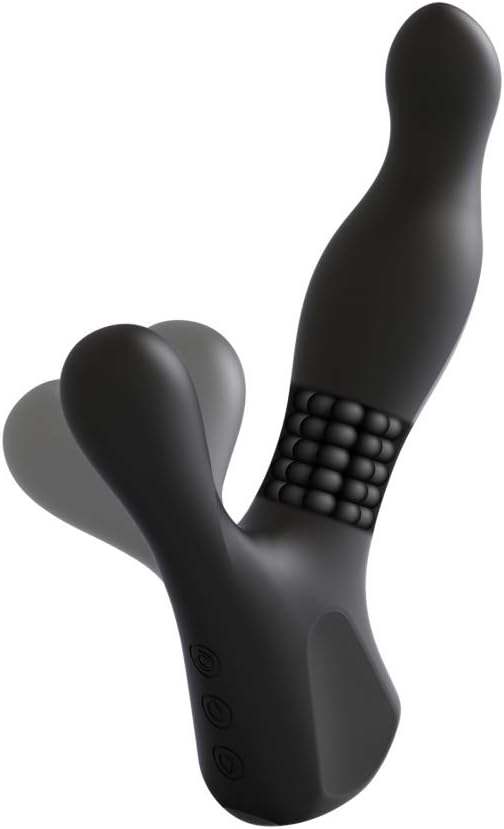 Doc Johnson OptiMALE™ - Rimming P-Massager - Rechargeable Silicone Prostate Massager - Perineum & Shaft Feature 10 Vibration Functions, Spinning Beads Provide Rimming Sensation - Black