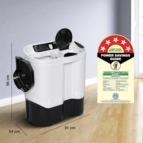 Image of Godrej 8.5 Kg 5 Star Semi-Automatic Top Loading Washing Machine, more than 99.99% disinfection against viruses, In-built Heater (WSEDGE DIGI 85 5.0 PB2 M GPGR, Graphite Grey) (52141601SD00341)