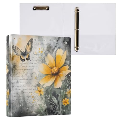 ALAZA Wildflower Butterfly Oil Painting 3 Ring Binder Holds of 200 Sheets Fits Letter Sized Paper D-Ring Organizer for School Home Work Office 1 Pack