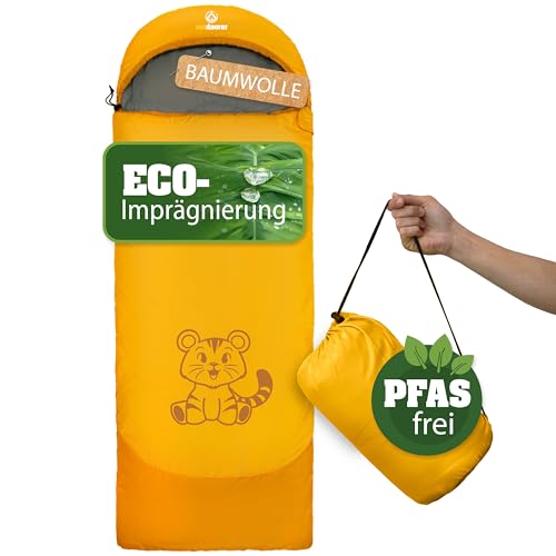 outdoorer Kinderschlafsack Dream Express - Deckenschlafsack für Kinder, mit Baumwolle gefüttert (Motiv Tiger, orange)