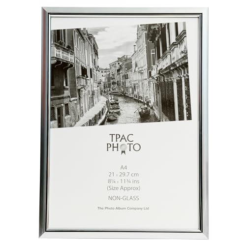 Hampton Frames | Cadre photo A4, argent, 21x30cm, Perspex sans verre | Autoportant ou mural, orientation portrait/paysage | Pour certificat, affiche, photo