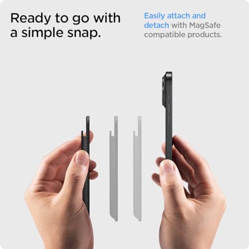 Image of Spigen for MagSafe Wallet, Holds 3 Cards, MagFit Compatible with iPhone 17 /16 /15 /14 /13 /12 Models, Pixel 10 Series, MagSafe-Cases, Pixelsnap, Plaud Note & More, Card Holder - Fabric Black (3-Cards)