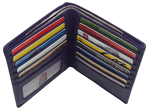 RFID Men's Slim Bifold Hipster Premium Leather Euro Wallet (Purple)4