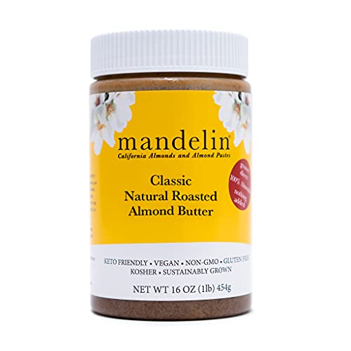 all natural almond butter - Pure Natural Almond Butter (1 lb) - Single ingredient freshly dry roasted almonds, nothing added, pure plant based protein, Non-GMO, Gluten Free, Kosher, ideal for Keto, Paleo, and Vegan lifestyles