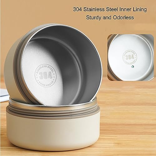 TOPINCN 440ml Food Warm Lunch Container, Stainless Steel Thermal Lunch Container Portable Thermal Cooking Pot Double Layer Box Round Shape Food Container for Office (Microwave - Image 8