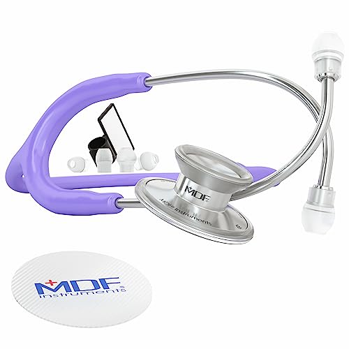 MDF® Instruments MDF747XP 07 Acoustica® Deluxe, Estetoscopio ligero de doble cabeza   Garantía de por vida & Programa piezas gratuitas de por vida (Morado Pastel)