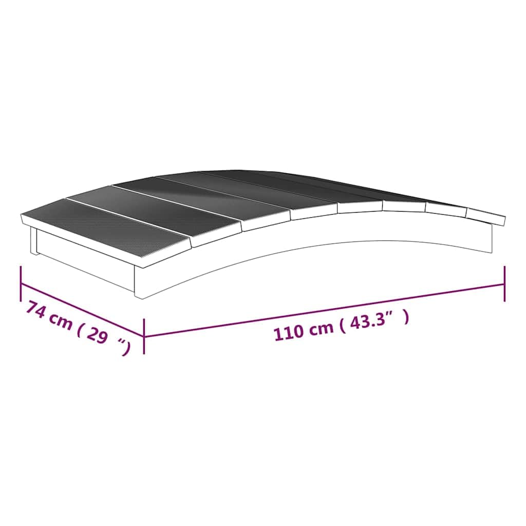 vidaXL Pont de Jardin Décoration de Terrasse Pont de Patio Meuble de Ferme Arrière-Cour Extérieur 110x74 cm Bois Massif de Pin Imprégné