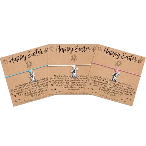 Image of BAYLAY Easter Gifts for Kids Girls Women, 3 /5 Pcs Bunny Bracelets Easter Basket Essentials Stuffers Gifts for Kids Teens Adults