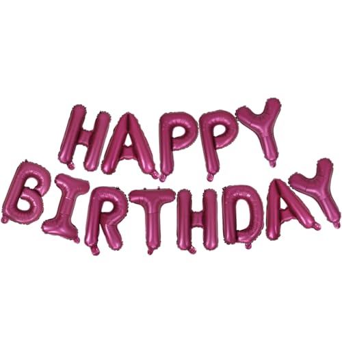 Burgundy Happy Birthday Banner, Maroon Birthday Foil Balloons Sign