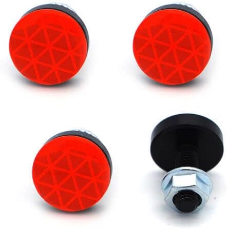 4 Black Billet Aluminum - Custom License Plate Frame Tag Bolts -"Red Reflective" Style-9856-5071