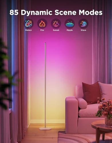 Image of Govee RGBIC Floor Lamp Basic, 1000lm LED Corner Lamp | Works with Alexa, Smart Modern Floor Lamp with Music Sync and 16 Million DIY Colors, Color Changing Standing Lamp for Bedroom