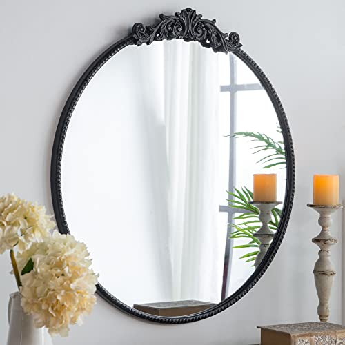 A&B Home Circle Mirror, 30"X32" Wall Mounted Mirrors With Round Black Metal Frame For Bathroom Bedroom Living Room Entryway #TOP4