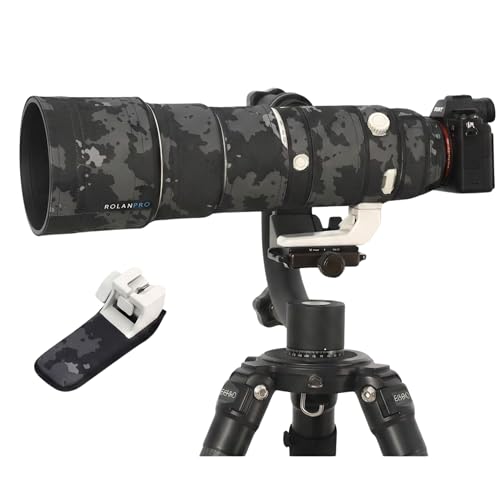ROLANPRO Waterproof Lens Cover Camouflage Rain Cover for Sony FE 200-600mm F5.6-6.3 G OSS Lens Protective Case Guns Clothing-#18 Dark Black Waterproof