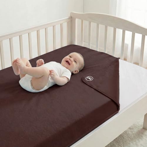 Image of Btag Baby Waterproof, Super Soft Fast Drying Mattress Protector | Extra Absorbent, Anti-Itching Sheet for New Born,Toddler (Size 140x210 cm, Pack of 1, Chocolate)