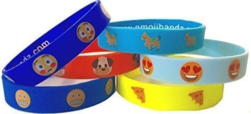 EmojiBandz Emoji Wristbands, Heart Eyes, Pony, Pizza, Blushing Emoji, Grimacing Face, Puppy