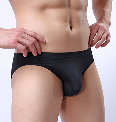 Winday Men Briefs Breathable Ice Silk Triangle Bikinis And Briefs N04 Xxl/Us Xl 4-Pack Black #TOP3